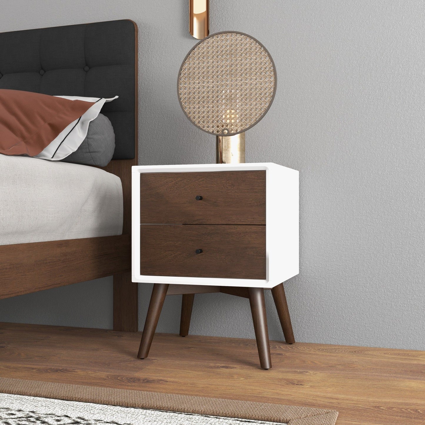 Caroline - Mid-Century Modern Style Night Stand 2 Drawer