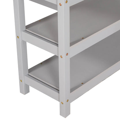 Loft Bed With Storage Shelves And Under Bed Desk