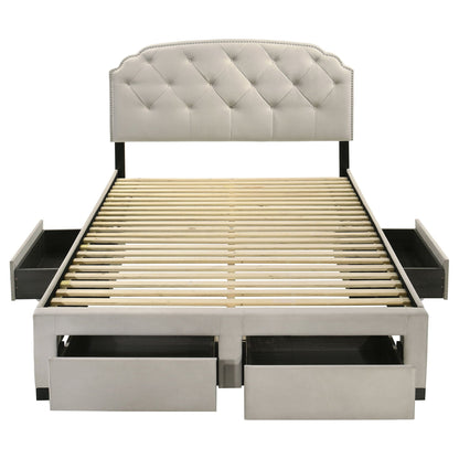 Marianna 4-drawer Upholstered Queen Storage Bed Cream