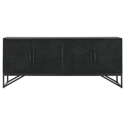Riddell 4-door Wood Reeding Accent Cabinet Matte Black