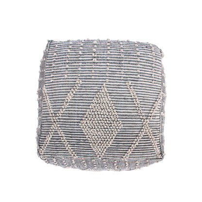 Diamond - Handcrafted Faux Yarn Pouf - Ivory / Gray