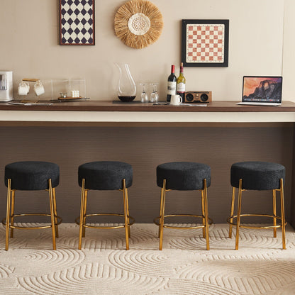 Round Bar Stools (Set of 2), Contemporary Upholstered Dining Stools For Kitchens, Coffee Shops And Bar Stores - Legs