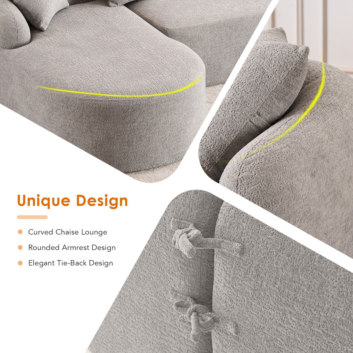 Combined Sofa With 4 Pillows