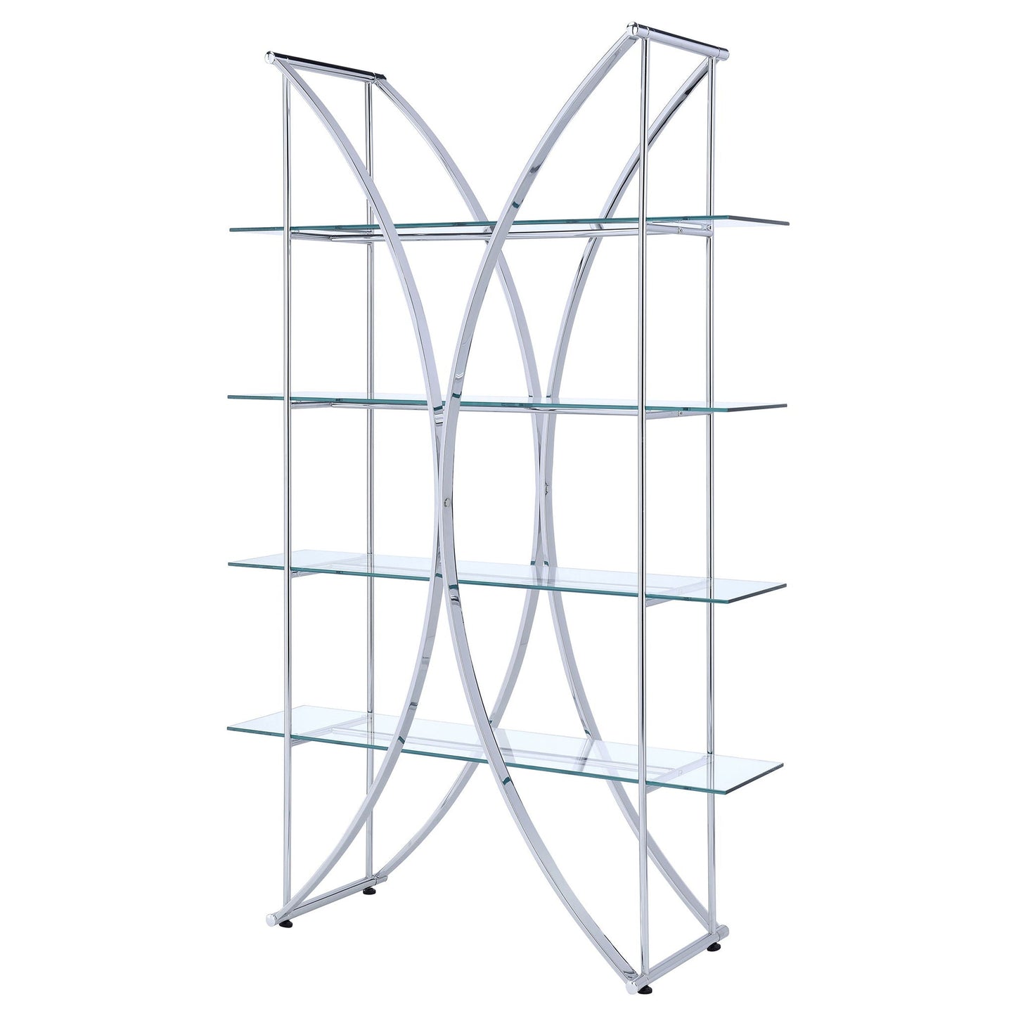 Larson 73-inch 4-shelf Glass Bookshelf Chrome