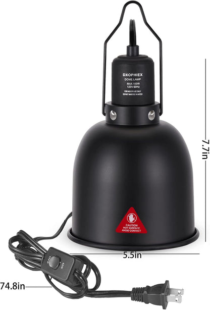 DXOPHIEX Reptile Heat Lamp Fixture Deep Dome Basking Light 5 Options