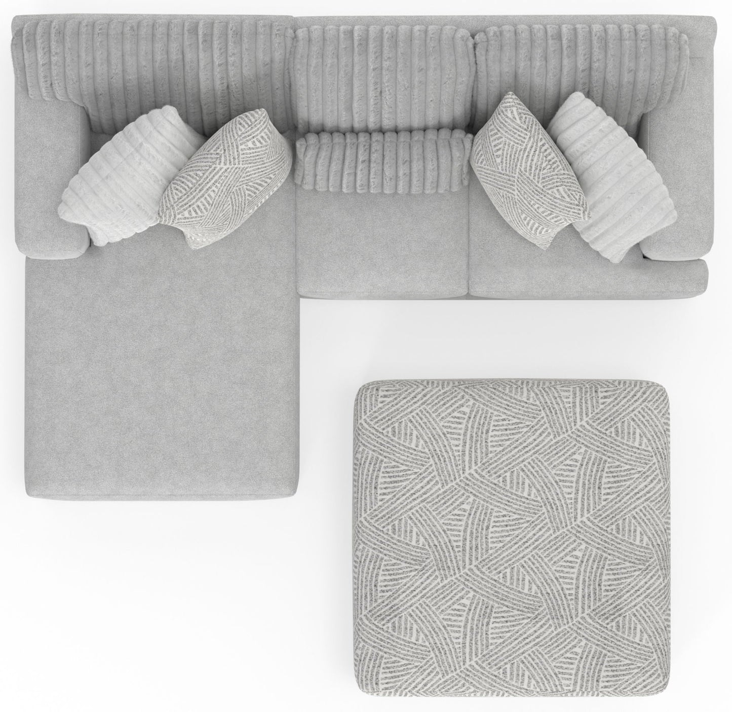 Logan - Upholstered Sectional With Comfort Coil Seating - 46" Cocktail Ottoman And Accent Pillows Included