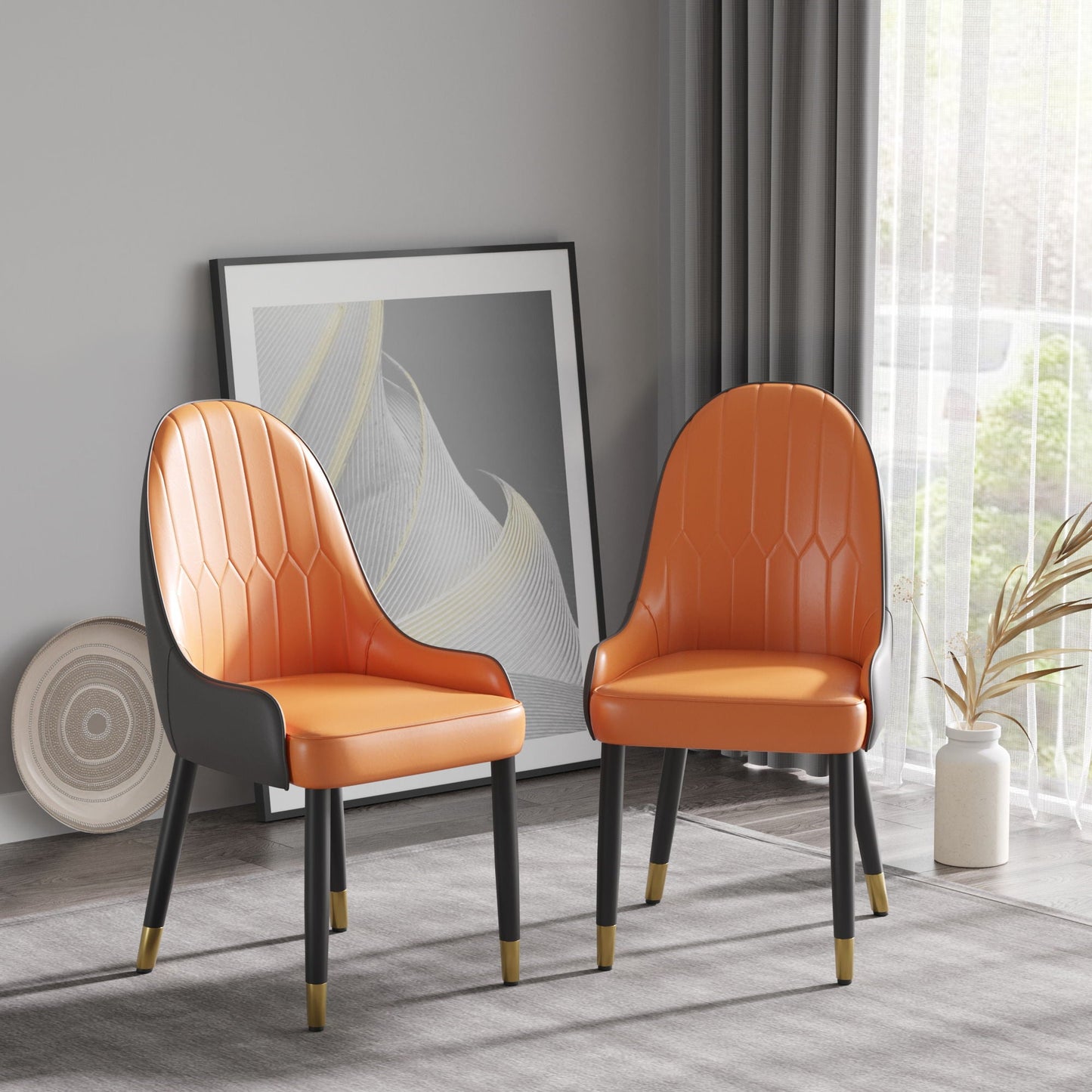 Modern Sponge-Filled Dining Chair, Solid Wood Metal Legs, Suitable For Restaurants, Living Rooms And Rooms (Set of 2)