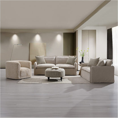 Upendo - Chair With Swivel - Beige Linen