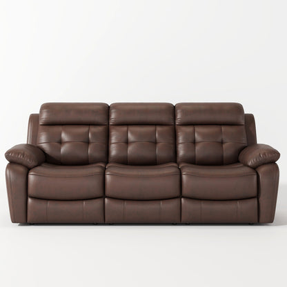 Genuine Non Power Reclining Sofa With Drop Down Table, Stainless Steel Cupholders And Magazine Bag