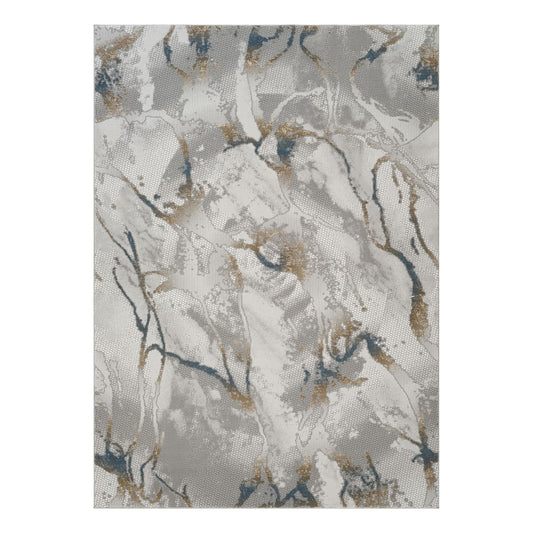Geometrix - 5'3" X 7'3" Area Rug & Geometric 3D Effect - Ivory / Gray