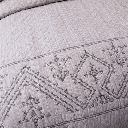 DaDa Bedding Whimsical Lavender Grey Cottage Soft Quilted Coverlet Bedspread Set (JHW866)