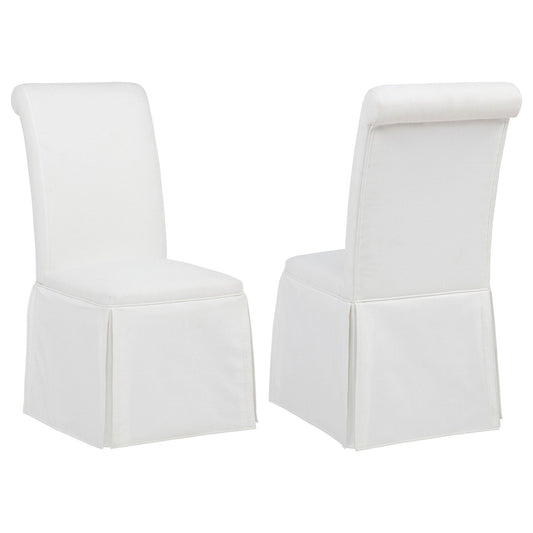 Shawna Upholstered Skirted Side Chair White (Set of 2)