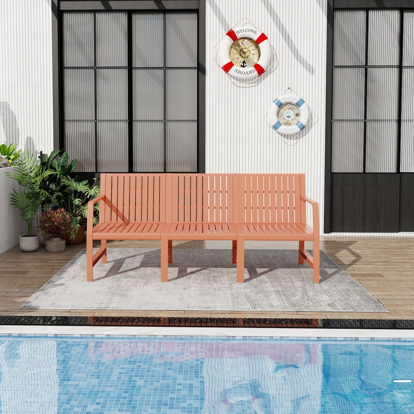 1 Piece Indoor / Outdoor 3 Seater Sofa, UV-Resistant, Waterproof And Durable