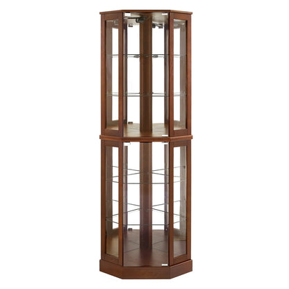 6 Shelf Corner Curio Display Cabinet With Lights, Mirrors And Adjustable Shelves (E26 Light Bulb Not Included)