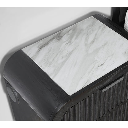 Beverly - Nightstand With Cooler And Speaker, LED Light, Rounded Sides - Black White