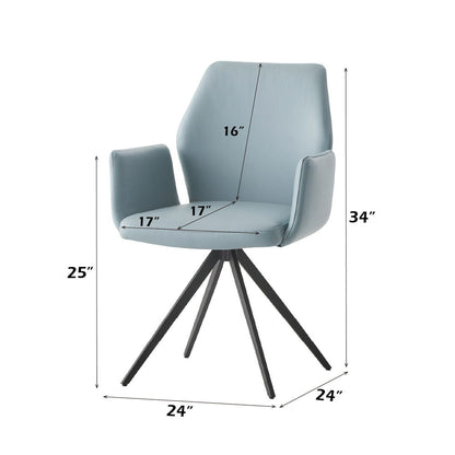 Segismunda - Arm Chair With Swivel - Light Blue Leather & Black