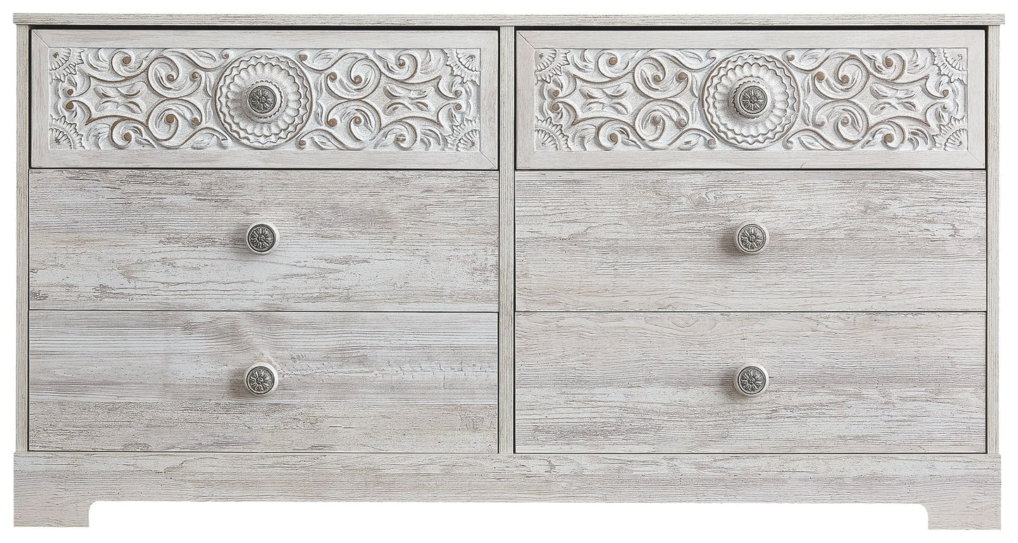 Paxberry - Six Drawer Dresser - Vinyl-Wrapped - Whitewash