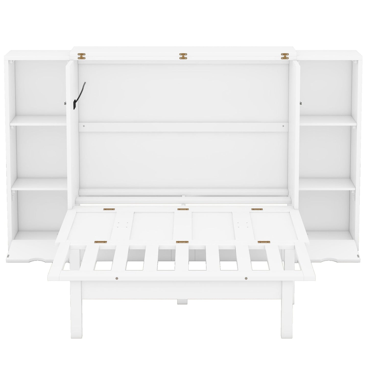 Murphy Bed With Shelves, Drawers And USB Ports