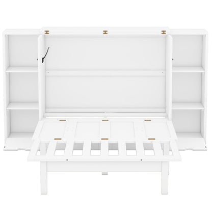 Murphy Bed With Shelves, Drawers And USB Ports