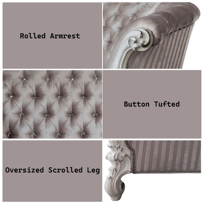 Versailles - Sofa With 7 Pillows - Ivory Fabric & Bone White