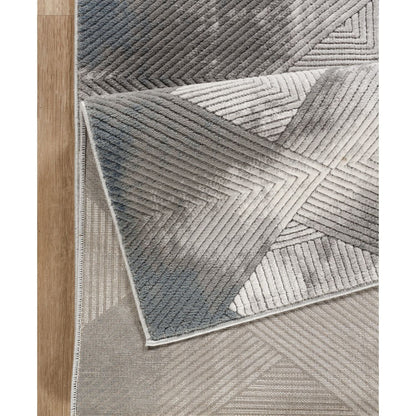 Geometrix - 5'3" X 7'3" Area Rug With Geometric 3D Effect - Ivory / Gray