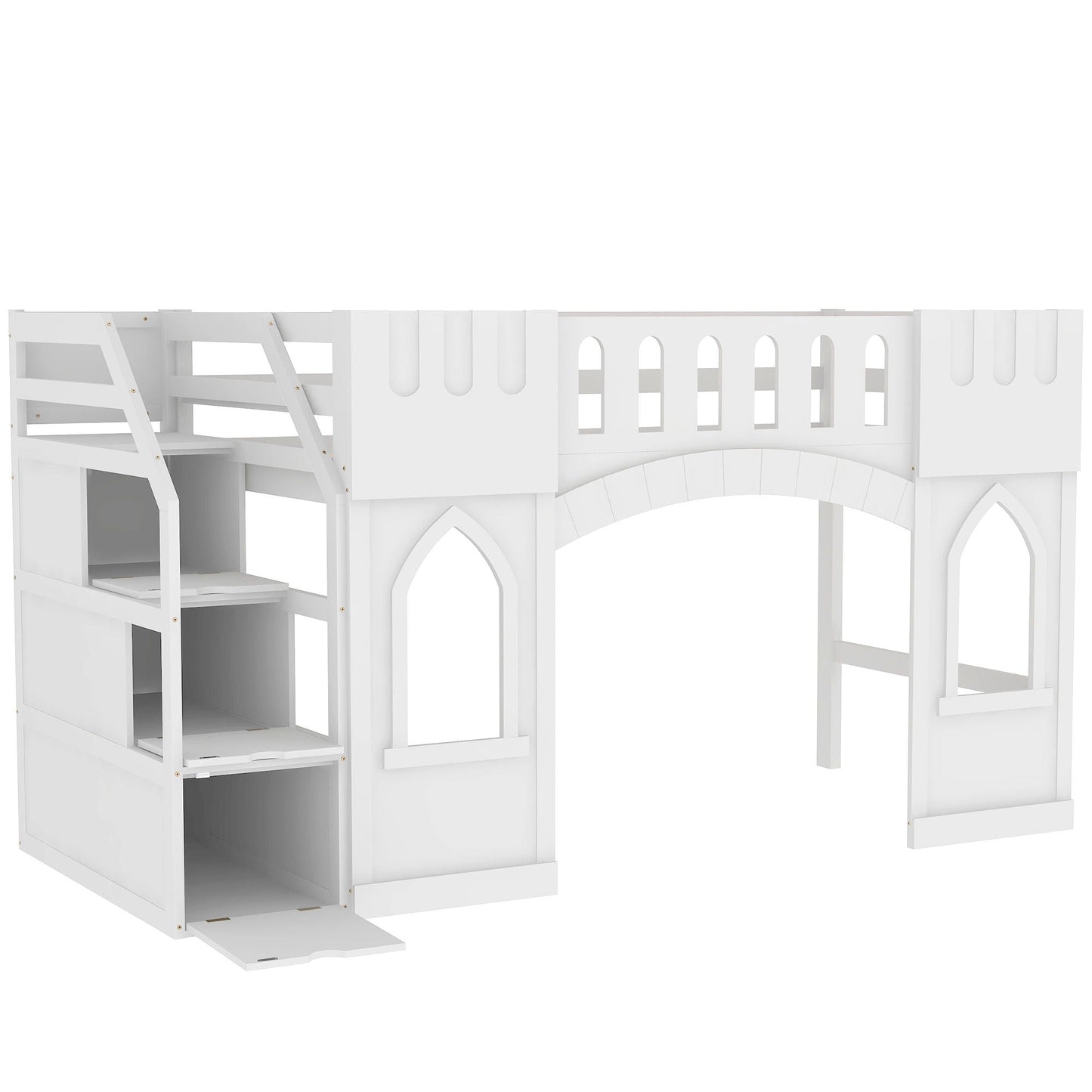 Loft Bed With Storage Staircase And Windows