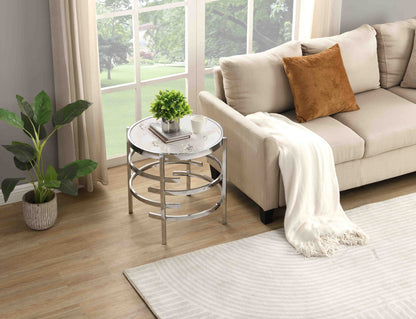 Elegant Round Table With Sintered Stone Top & Sturdy Metal Frame