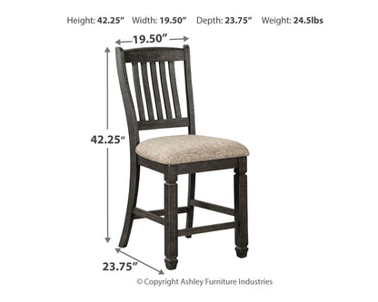 Tyler Creek - Upholstered Barstool (Set of 2) - Black / Grayish Brown