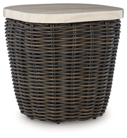 Kimora - Square End Table - Beige / Dark Brown