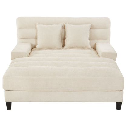 Chaise Bed Lounge Sofa Chair With Adjustable Backrest And LED Light Strip