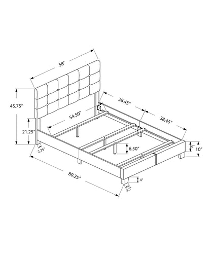 Bed, Upholstered, Frame Only, Transitional