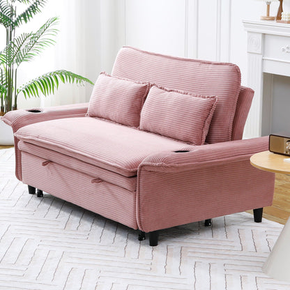 Modern Fabric Multi-Functional Sofa Bed With Adjustable Armrests And Backrests