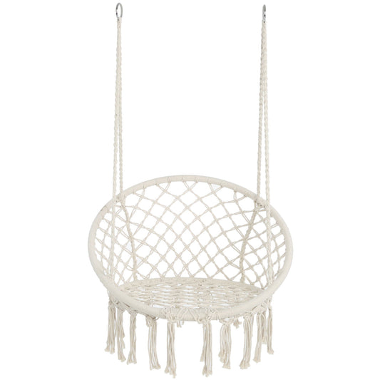 Macrame Hanging Hammock Chair, Rope Swing For Indoor And Outdoor Use
