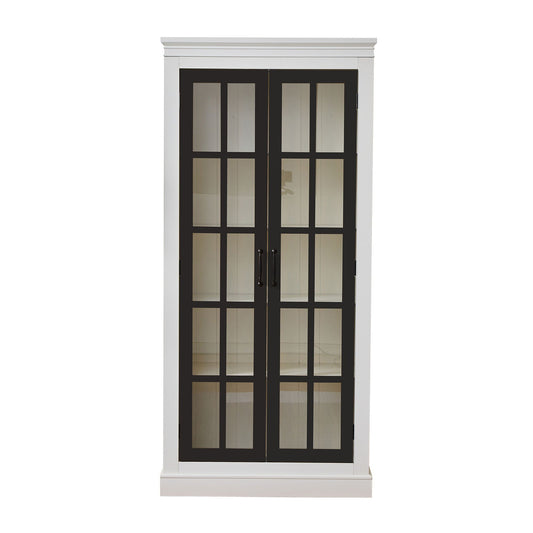 Rustic Style Display Cabinet With Glass Doors For Collectibles