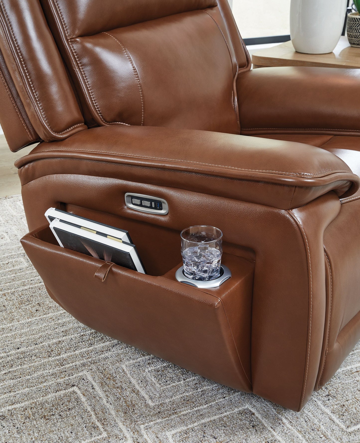 Healy Pier - Power Recliner / Adj Headrest - Chocolate