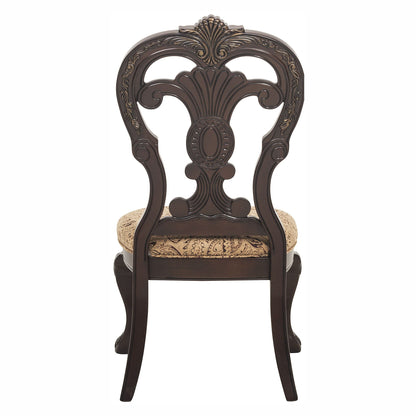Elegant Style Beautiful Side Chairs 2 Piece Set Cherry With Tipping Fabric Upholstered Traditional Dining Furniture - Cherry