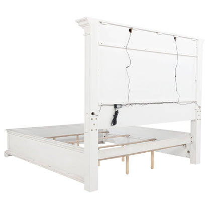 McKinney California King LED Light Panel Bed Vintage White