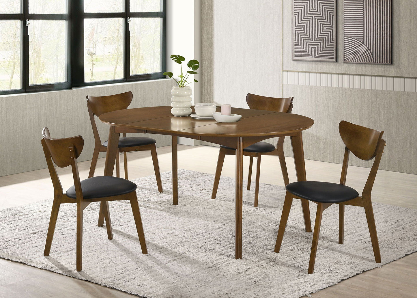 Jedda 5-piece Oval Dining Table Set Dark Walnut