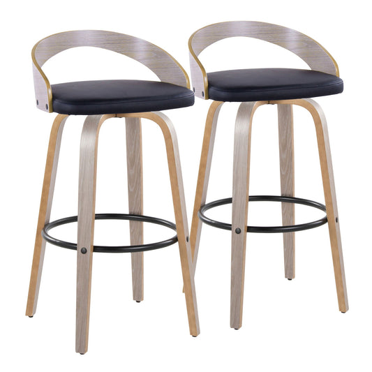 Grotto - Contemporary Fixed Height Barstool With Swivel With Round Footrest (Set of 2)