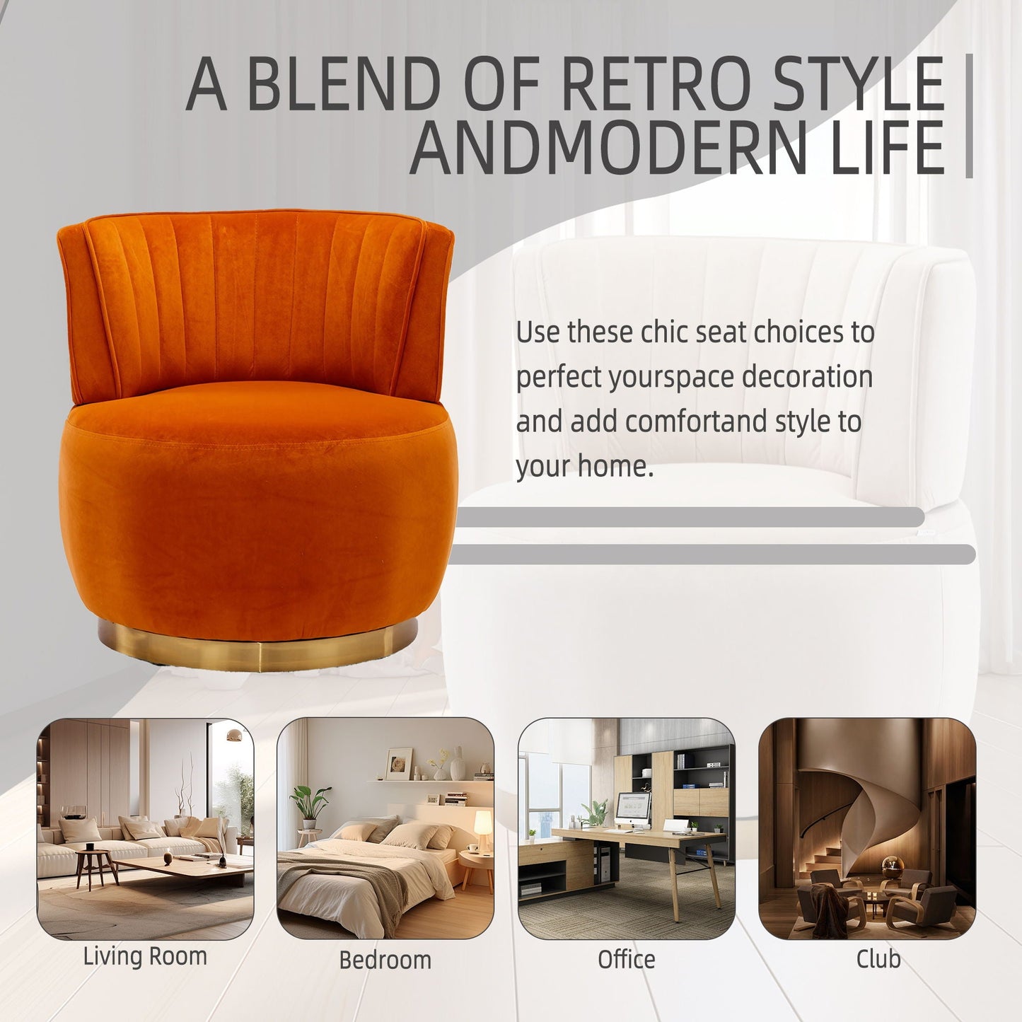 360 Degree Swivel Cuddle Barrel Accent Sofa Chair