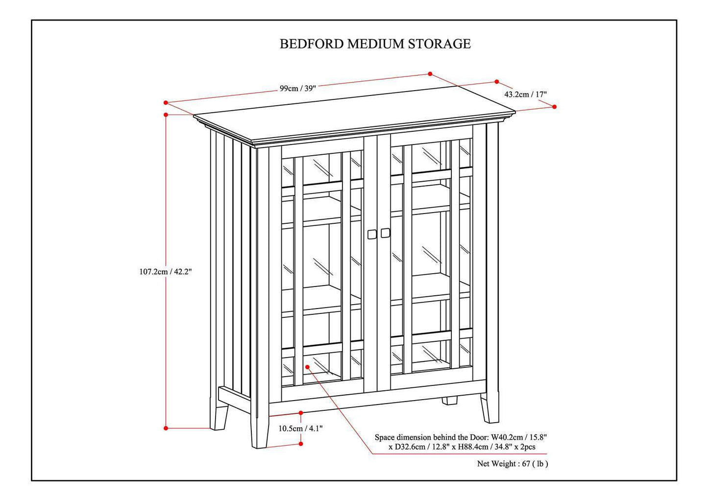 Bedford - Medium Storage Cabinet - Hickory Brown