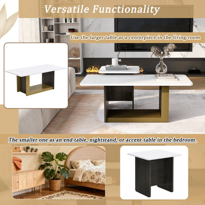 Small Square Coffee Table With End Table (Set of 2)