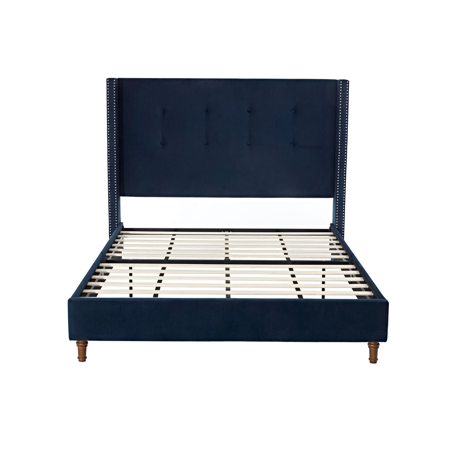 Peyton - Upholstered Bed With 54" High Headboard, Traditional Hand Buttoned Tufting