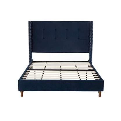 Peyton - Upholstered Bed With 54" High Headboard, Traditional Hand Buttoned Tufting