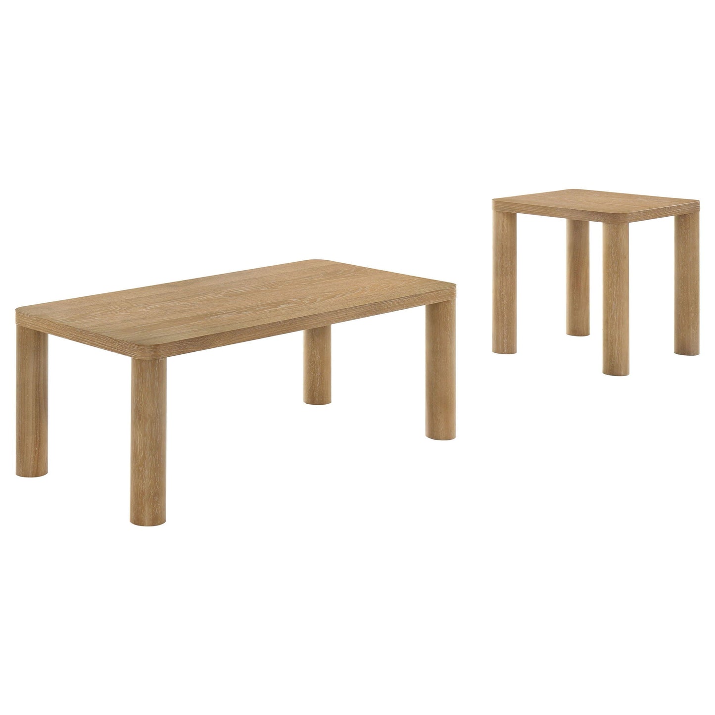 Castlewood 2-piece Cocktail Coffee Table Set Light Oak
