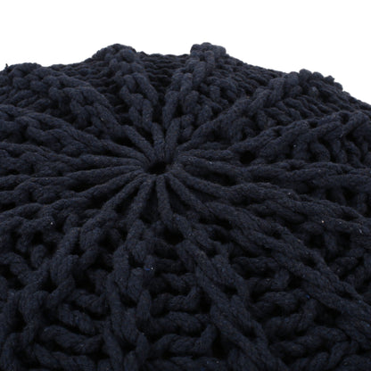 Bordeaux - Knitted Round Pouf Ottoman And Floor Cushion