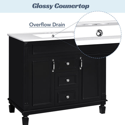 Bathroom Vanity With Top Sink, Basin On Cabinet With 2 Soft Closing Doors And 2 Drawers