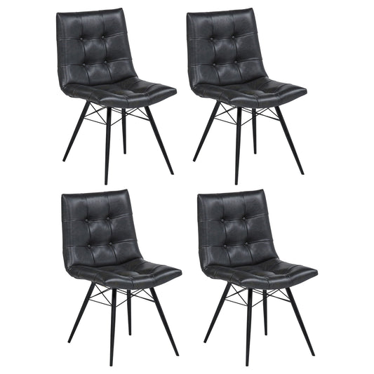 Aiken Faux Leather Upholstered Dining Side Chair Charcoal Grey (Set of 4)