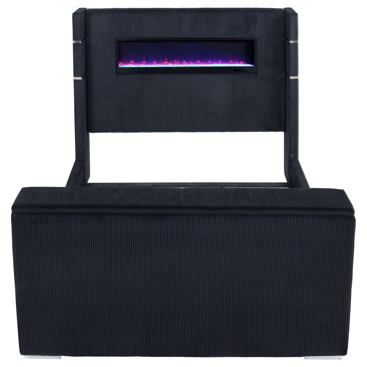 Tisdall Eastern King Flame Visualizer Wingback TV Bed Black