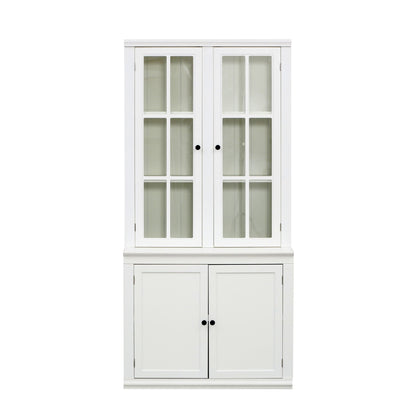 Retro Style Hutch Cabinet With Glass Door, China Cabinet For Home